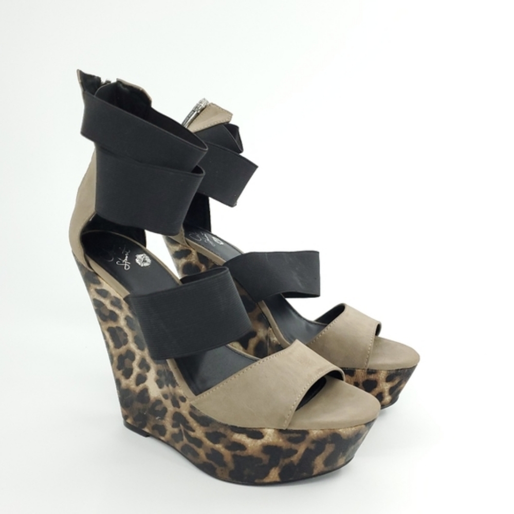Colin Stuart platform wedge animal print sandal